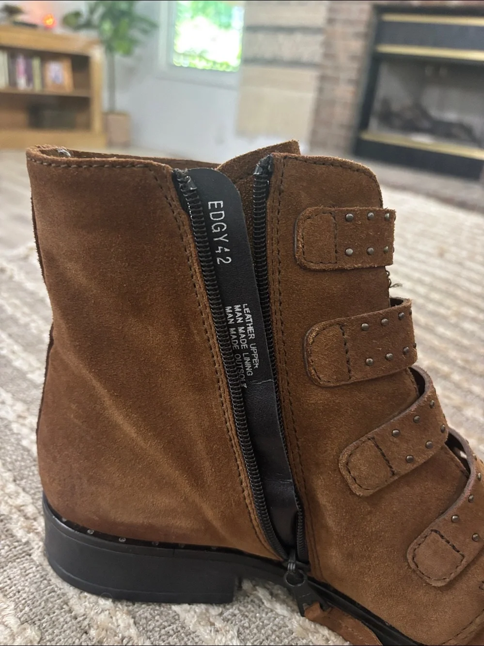 Miz Mooz Brown Suede Leather Buckle Ankle Boots - Edgy - EU 42 US 10.5/11